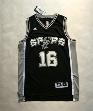 Maillot De Basket San Antonio Spurs Pau Gasol 16 Tissus Sportif Fans Edition Noir